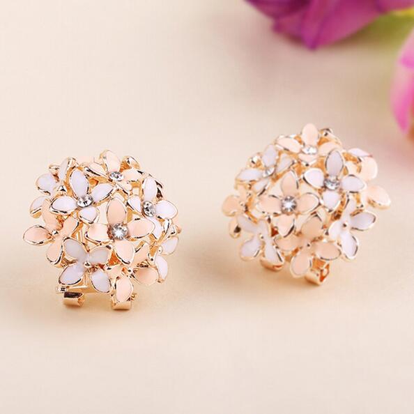 Crystal Flower Gold Earring