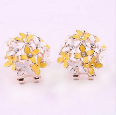 Crystal Flower Gold Earring