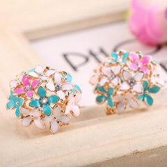 Crystal Flower Gold Earring