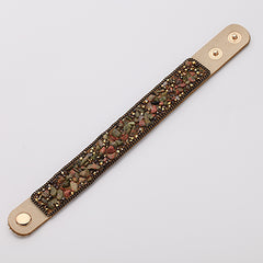 Fashionable Multiple colors Stone Leather Bangles