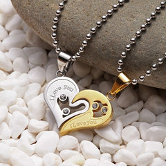 Mens Stainless Steel Chain Black Heart Love Necklaces for Couples Korean Ladies Fashion Trendy Paired Suspension Pendants Model