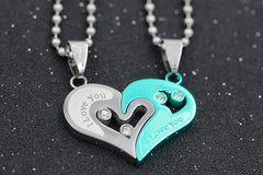 Mens Stainless Steel Chain Black Heart Love Necklaces for Couples Korean Ladies Fashion Trendy Paired Suspension Pendants Model