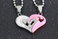 Mens Stainless Steel Chain Black Heart Love Necklaces for Couples Korean Ladies Fashion Trendy Paired Suspension Pendants Model