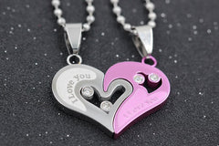 Mens Stainless Steel Chain Black Heart Love Necklaces for Couples Korean Ladies Fashion Trendy Paired Suspension Pendants Model