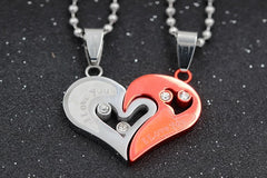 Mens Stainless Steel Chain Black Heart Love Necklaces for Couples Korean Ladies Fashion Trendy Paired Suspension Pendants Model