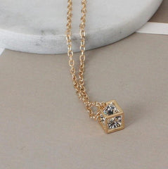 Shining Charm Square Crystal Necklace