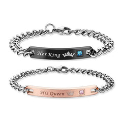 AZIZ BEKKAOUI DIY Her King His Queen Couple Bracelets with Crytal Stone Lover Crown Charm Bracelets For Women Men Drop Shipping