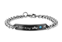 AZIZ BEKKAOUI DIY Her King His Queen Couple Bracelets with Crytal Stone Lover Crown Charm Bracelets For Women Men Drop Shipping