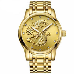 Men Luxury Gold Dragon Wristwatch