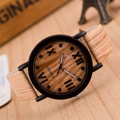 Fashion Casual Watch Men Women Wood Leather Wrist Watches