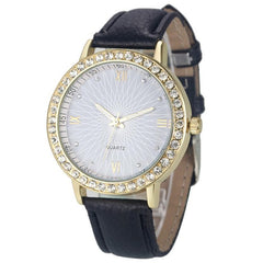 Women Fashion Crystal PU Leather Wrist Watch