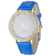 Women Fashion Crystal PU Leather Wrist Watch