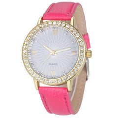 Women Fashion Crystal PU Leather Wrist Watch