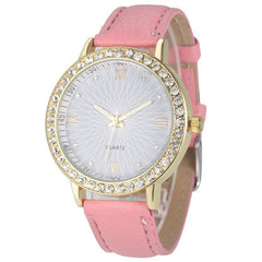 Women Fashion Crystal PU Leather Wrist Watch