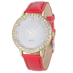 Women Fashion Crystal PU Leather Wrist Watch