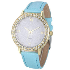 Women Fashion Crystal PU Leather Wrist Watch