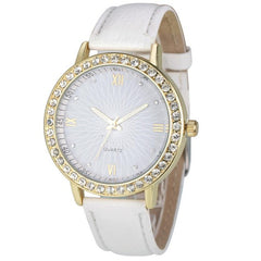 Women Fashion Crystal PU Leather Wrist Watch