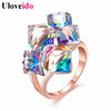 Uloveido Ladies Fashion Blue Engagement Rings for Women Luxury Vintage Cristales Ring with Stones Anneaux Pour Les Femmes GR123