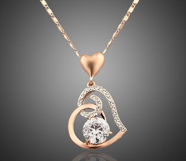 Rose Gold Crystals Heart Pendant